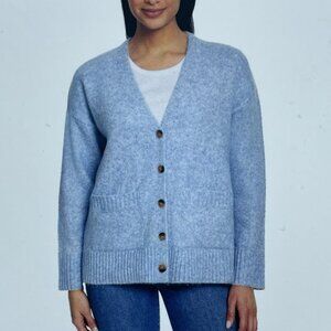 Ella Moss Blue Button-Up Cardigan Relaxed Boyfriend Medium NWT 1161